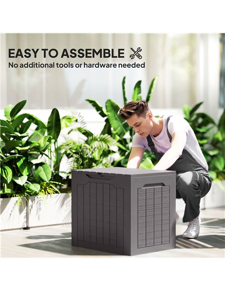 Outsunny 97L Plastic Garden Storage Box, Outdoor Storage Box with Handles, Waterproof Outdoor Storage Container, Brown - pic 202322 | FastDaddyshop
