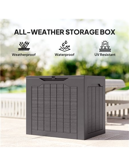 Outsunny 97L Plastic Garden Storage Box, Outdoor Storage Box with Handles, Waterproof Outdoor Storage Container, Brown - pic 202325 | FastDaddyshop