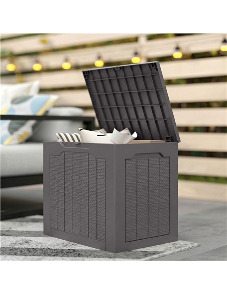 Outsunny 97L Plastic Garden Storage Box, Outdoor Storage Box with Handles, Waterproof Outdoor Storage Container, Brown - pic 202326 | FastDaddyshop