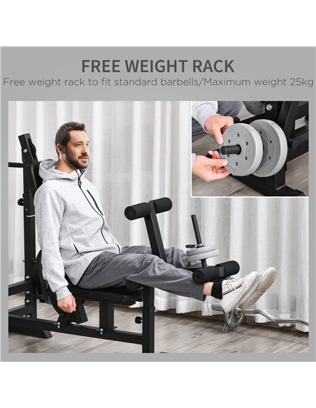 HOMCOM Weight Bench with Adjustable Barbell Rack, Leg Extension, Preacher Curl Pad and 20kg Barbell Set - pic 202342 | FastDaddyshop