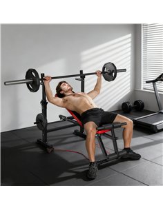 SPORTNOW Adjustable Weight Bench with Squat Rack and Dip Stand 2