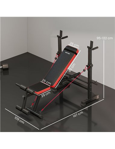 SPORTNOW Adjustable Weight Bench with Squat Rack and Dip Stand
