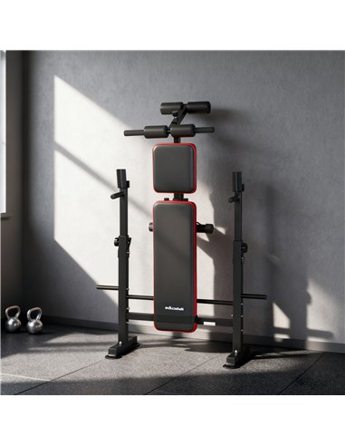 SPORTNOW Adjustable Weight Bench with Squat Rack and Dip Stand