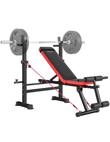 SPORTNOW Adjustable Weight Bench with Squat Rack and Dip Stand