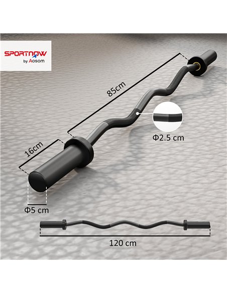 SPORTNOW 4ft Olympic EZ Curl Bar, Barbell Bar for 2" Weight Plates with Non-Slip Hand Grip 120cm - pic 202375 | FastDaddyshop