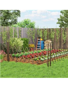 Outsunny Expanding Trellis Fence, Freestanding Movable Fence, Foldable Garden Screen Panel, 250 x 103.5 cm, Dark Brown 2