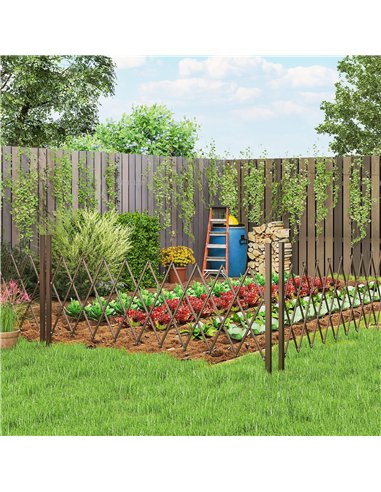 Outsunny Expanding Trellis Fence, Freestanding Movable Fence, Foldable Garden Screen Panel, 250 x 103.5 cm, Dark Brown