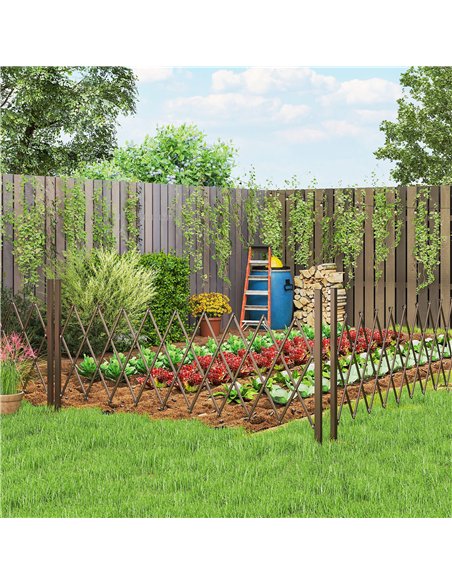 Outsunny Expanding Trellis Fence, Freestanding Movable Fence, Foldable Garden Screen Panel, 250 x 103.5 cm, Dark Brown - pic 202383 | FastDaddyshop