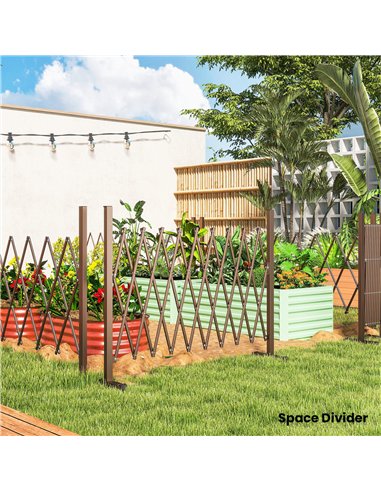 Outsunny Expanding Trellis Fence, Freestanding Movable Fence, Foldable Garden Screen Panel, 250 x 103.5 cm, Dark Brown