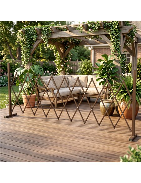 Outsunny Expanding Trellis Fence, Freestanding Movable Fence, Foldable Garden Screen Panel, 250 x 103.5 cm, Dark Brown - pic 202390 | FastDaddyshop