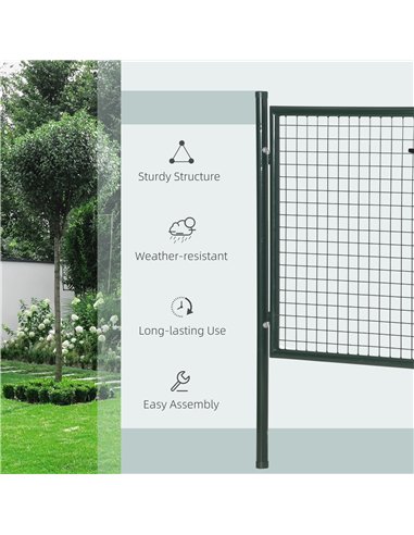 HOMCOM Green Steel Garden Gate with Lock and 3 Keys 97 x 150cm, Green