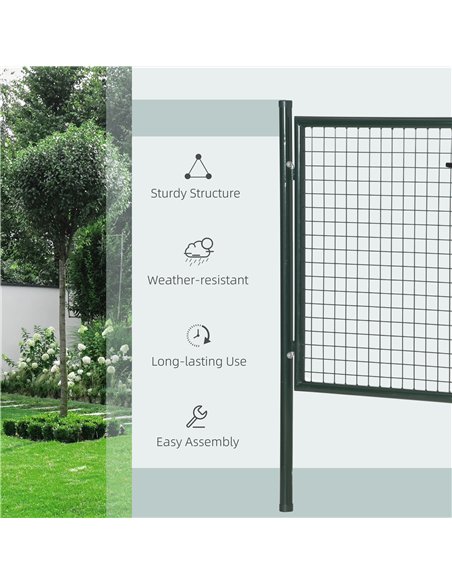 HOMCOM Green Steel Garden Gate with Lock and 3 Keys 97 x 150cm, Green - pic 202394 | FastDaddyshop