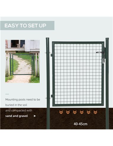 HOMCOM Green Steel Garden Gate with Lock and 3 Keys 97 x 150cm, Green