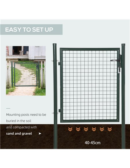 HOMCOM Green Steel Garden Gate with Lock and 3 Keys 97 x 150cm, Green - pic 202395 | FastDaddyshop