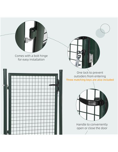 HOMCOM Green Steel Garden Gate with Lock and 3 Keys 97 x 150cm, Green