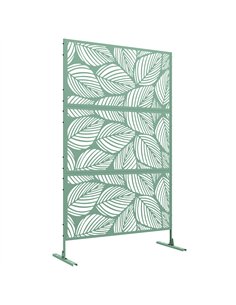 Outsunny Metal Decorative Privacy Screen Outdoor Divider, Green Leaf