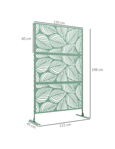 Outsunny Metal Decorative Privacy Screen Outdoor Divider, Green Leaf