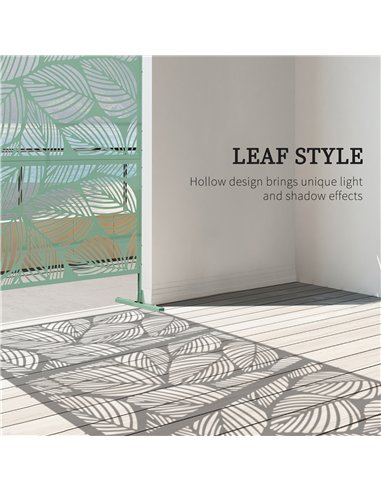 Outsunny Metal Decorative Privacy Screen Outdoor Divider, Green Leaf