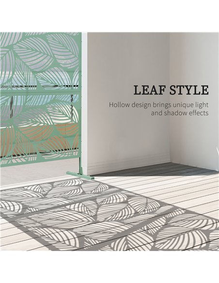 Outsunny Metal Decorative Privacy Screen Outdoor Divider, Green Leaf - pic 202403 | FastDaddyshop
