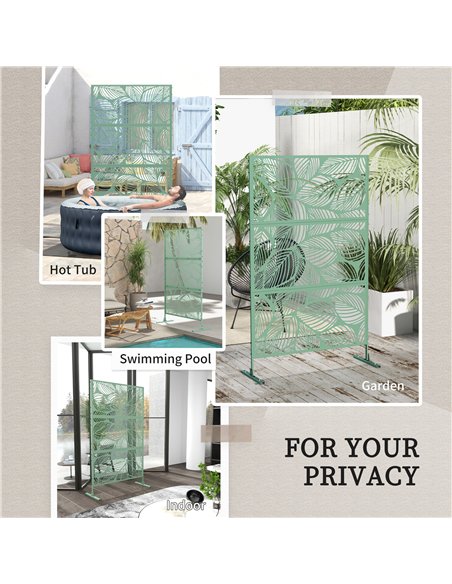 Outsunny Metal Decorative Privacy Screen Outdoor Divider, Green Leaf - pic 202405 | FastDaddyshop