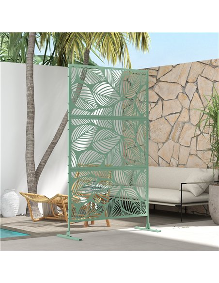 Outsunny Metal Decorative Privacy Screen Outdoor Divider, Green Leaf - pic 202406 | FastDaddyshop