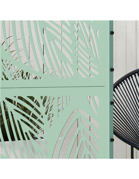 Outsunny Metal Decorative Privacy Screen Outdoor Divider, Green Leaf - pic 202408 | FastDaddyshop