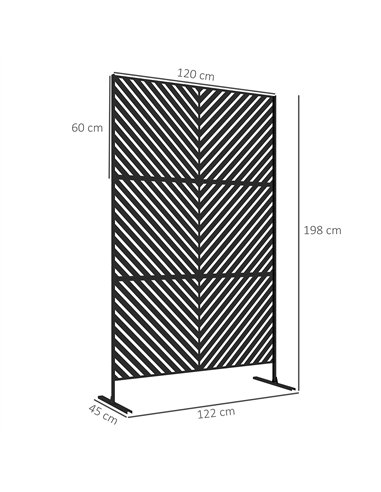 Outsunny 6.5FT Decorative Outdoor Divider, Metal Privacy Screen with Stand, Triangle Style, Black