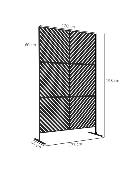 Outsunny 6.5FT Decorative Outdoor Divider, Metal Privacy Screen with Stand, Triangle Style, Black - pic 202411 | FastDaddyshop