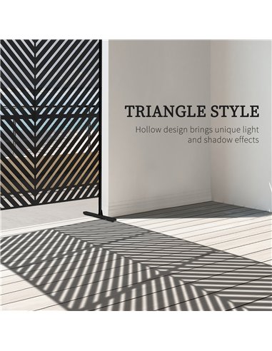 Outsunny 6.5FT Decorative Outdoor Divider, Metal Privacy Screen with Stand, Triangle Style, Black