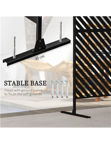Outsunny 6.5FT Decorative Outdoor Divider, Metal Privacy Screen with Stand, Triangle Style, Black
