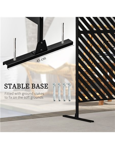 Outsunny 6.5FT Decorative Outdoor Divider, Metal Privacy Screen with Stand, Triangle Style, Black - pic 202413 | FastDaddyshop