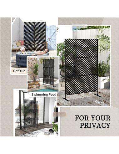 Outsunny 6.5FT Decorative Outdoor Divider, Metal Privacy Screen with Stand, Triangle Style, Black