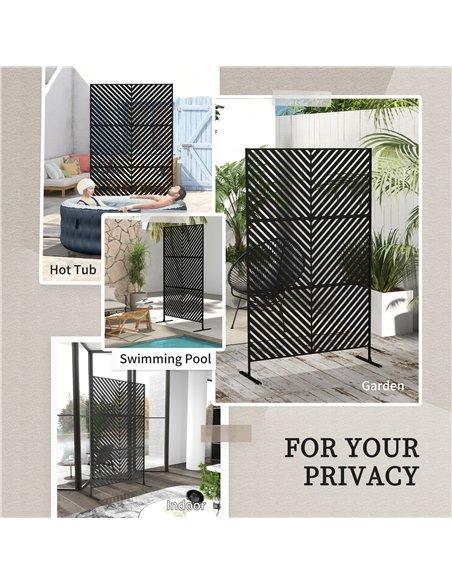Outsunny 6.5FT Decorative Outdoor Divider, Metal Privacy Screen with Stand, Triangle Style, Black - pic 202414 | FastDaddyshop