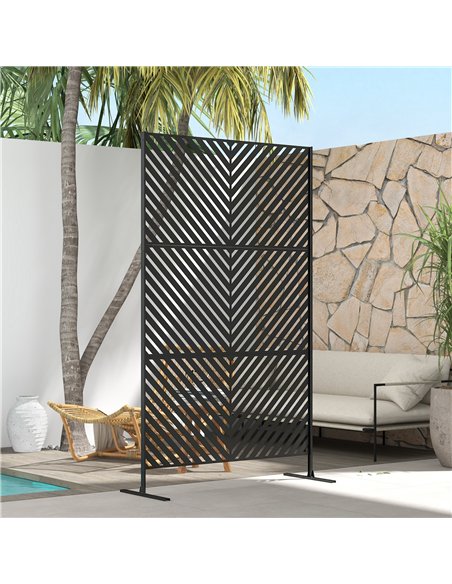 Outsunny 6.5FT Decorative Outdoor Divider, Metal Privacy Screen with Stand, Triangle Style, Black - pic 202415 | FastDaddyshop