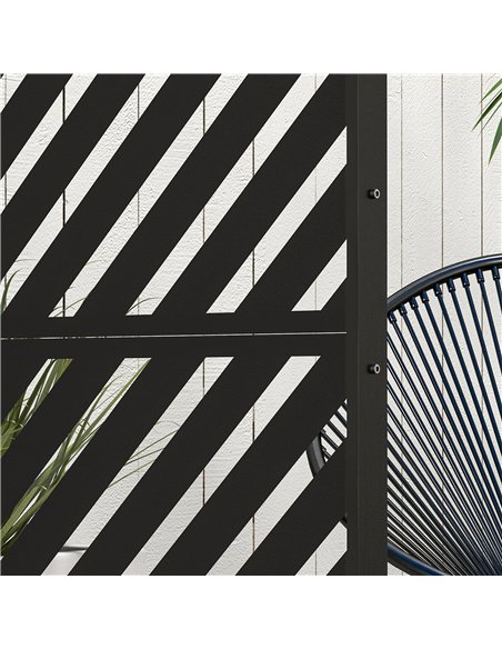 Outsunny 6.5FT Decorative Outdoor Divider, Metal Privacy Screen with Stand, Triangle Style, Black - pic 202416 | FastDaddyshop