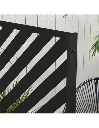 Outsunny 6.5FT Decorative Outdoor Divider, Metal Privacy Screen with Stand, Triangle Style, Black