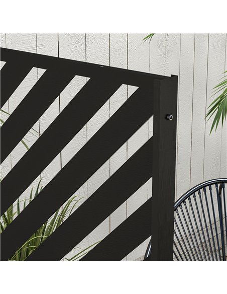 Outsunny 6.5FT Decorative Outdoor Divider, Metal Privacy Screen with Stand, Triangle Style, Black - pic 202417 | FastDaddyshop
