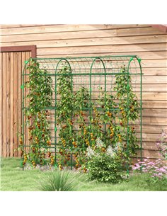 Outsunny 183 cm Tall Metal Garden Trellis, Arch Trellis for Climbing Plants Outdoor with Climbing Net 2