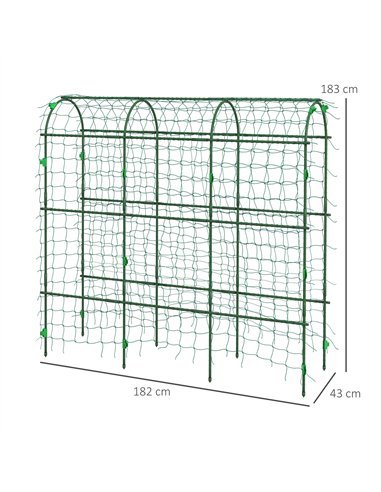 Outsunny 183 cm Tall Metal Garden Trellis, Arch Trellis for Climbing Plants Outdoor with Climbing Net
