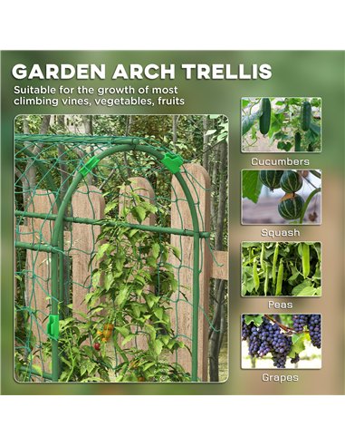 Outsunny 183 cm Tall Metal Garden Trellis, Arch Trellis for Climbing Plants Outdoor with Climbing Net