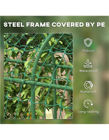 Outsunny 183 cm Tall Metal Garden Trellis, Arch Trellis for Climbing Plants Outdoor with Climbing Net