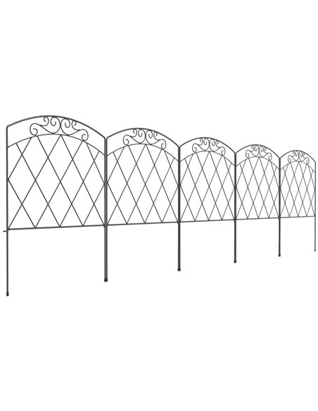 Outsunny 3m Decorative Metal Garden Fence - Diamond and Swirl Pattern - pic 202427 | FastDaddyshop