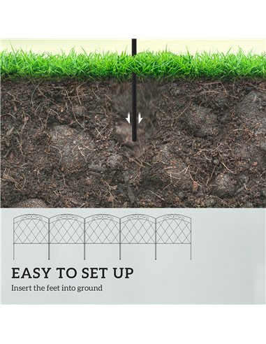 Outsunny 3m Decorative Metal Garden Fence - Diamond and Swirl Pattern