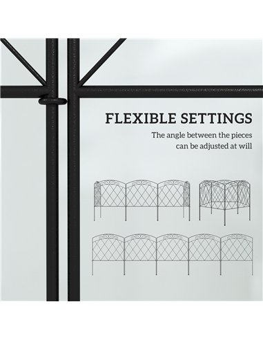 Outsunny 3m Decorative Metal Garden Fence - Diamond and Swirl Pattern