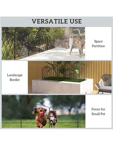 Outsunny 3m Decorative Metal Garden Fence - Diamond and Swirl Pattern