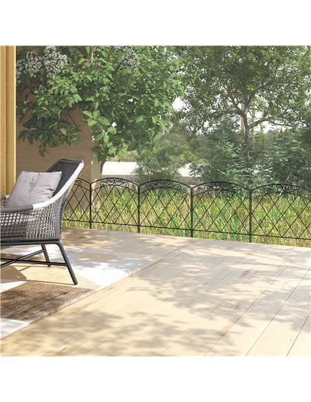 Outsunny 3m Decorative Metal Garden Fence - Diamond and Swirl Pattern - pic 202433 | FastDaddyshop