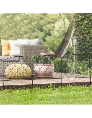 Outsunny 3m Decorative Metal Garden Fence - Diamond and Swirl Pattern