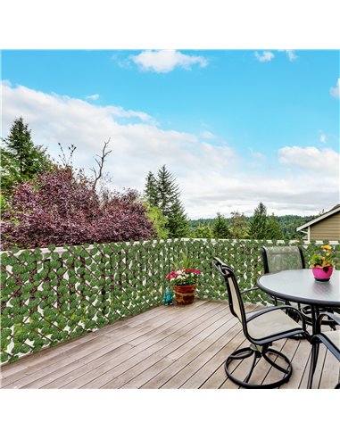 Outsunny Set of 2 Expandable Artificial Trellis Hedges – Realistic Leaf Privacy Screen, 2 x 1 m