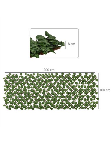 Outsunny Set of 2 Expandable Artificial Trellis Hedges – Realistic Leaf Privacy Screen, 2 x 1 m