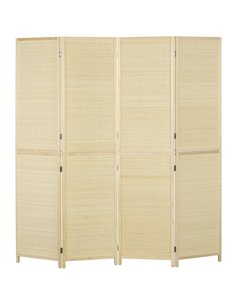 HOMCOM Room Divider, Freestanding Privacy Screen, 4 Panel Folding, 180 x 180cm, Natural